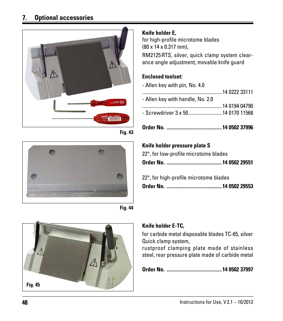 Optional accessories | Leica Biosystems RM2125 RTS User Manual | Page 48 / 60