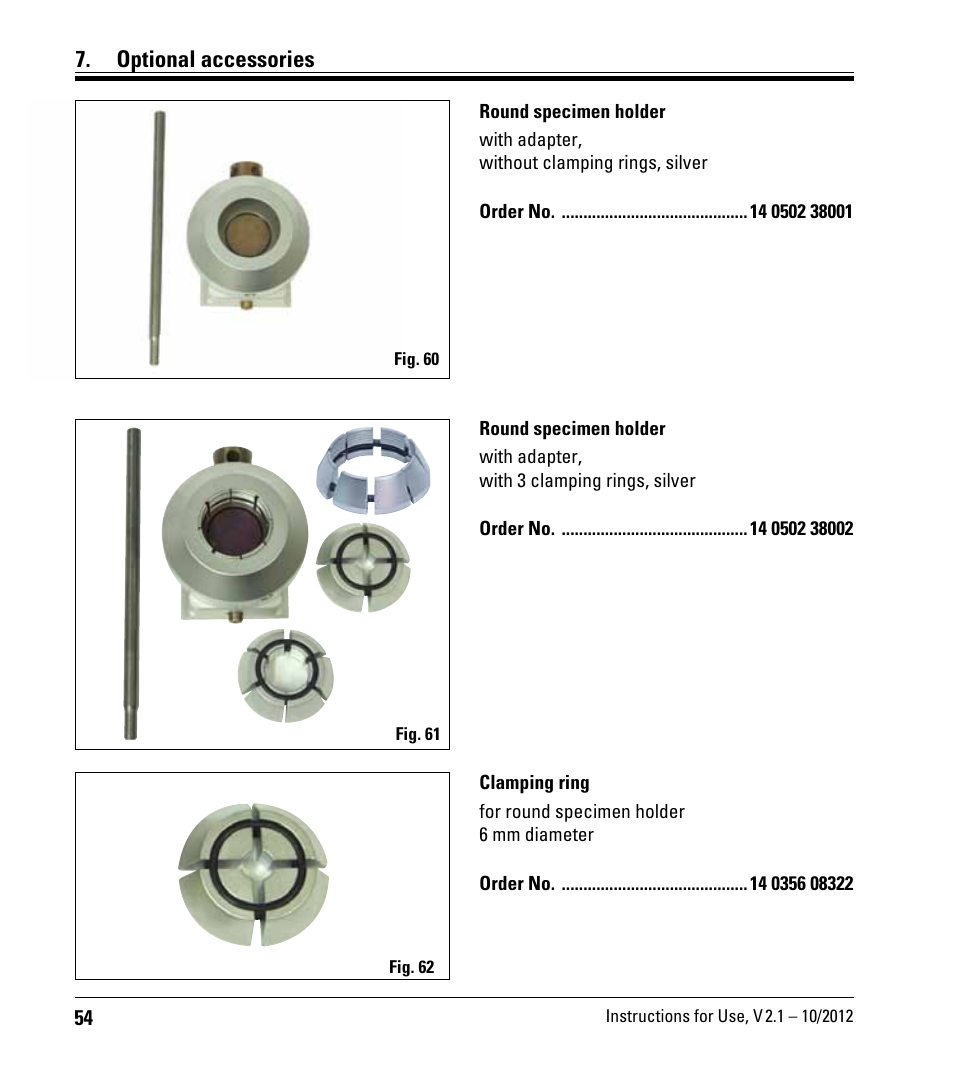 Optional accessories | Leica Biosystems RM2125 RTS User Manual | Page 54 / 60