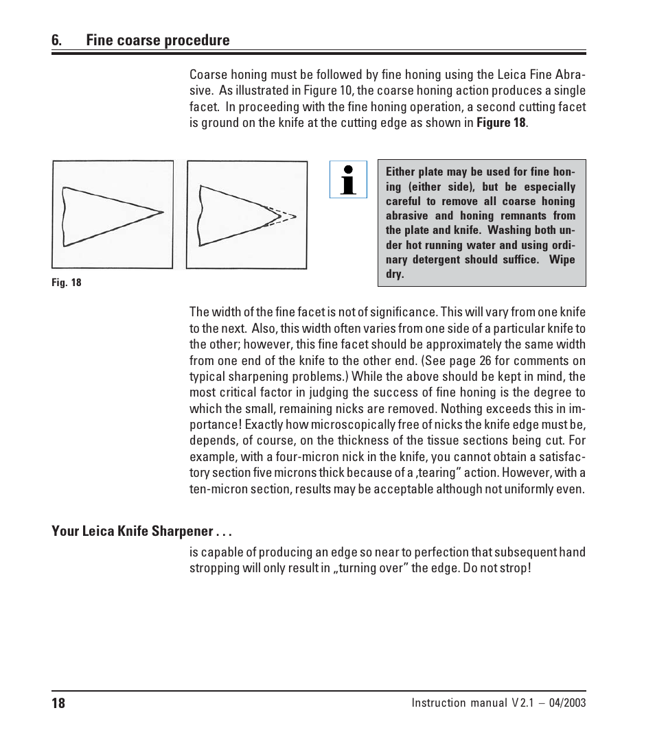 Fine coarse procedure | Leica Biosystems SP9000 User Manual | Page 18 / 30