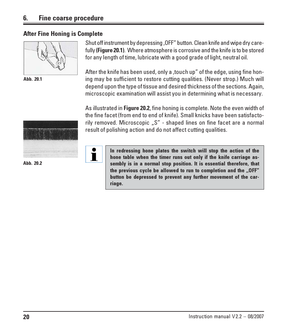 Fine coarse procedure | Leica Biosystems SP9000 User Manual | Page 20 / 30