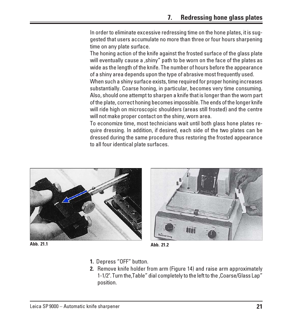 Redressing hone glass plates | Leica Biosystems SP9000 User Manual | Page 21 / 30