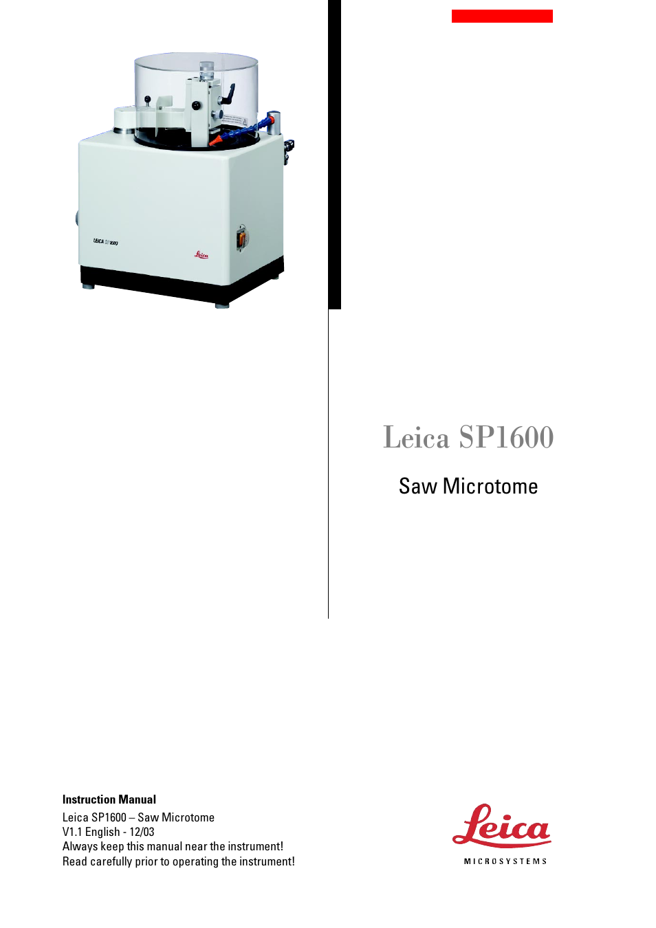 Leica Biosystems SP1600 User Manual | 10 pages