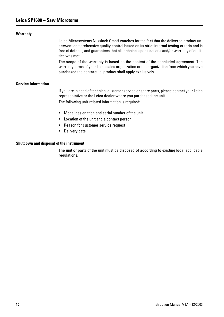 Leica Biosystems SP1600 User Manual | Page 10 / 10