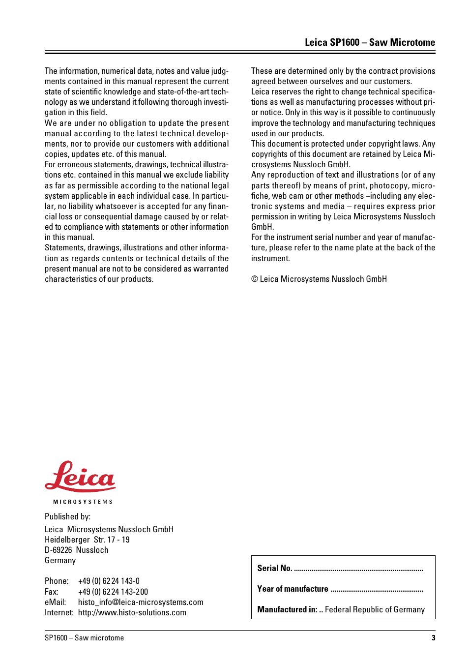 Leica Biosystems SP1600 User Manual | Page 3 / 10