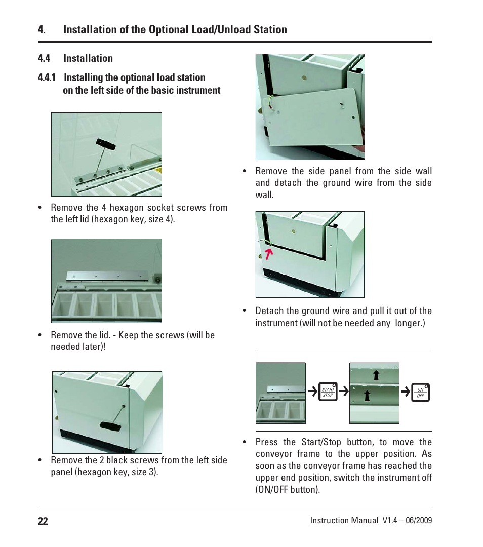 4 installation, 1 installing the optional load station, Installation | Leica Biosystems ST4040 User Manual | Page 22 / 50