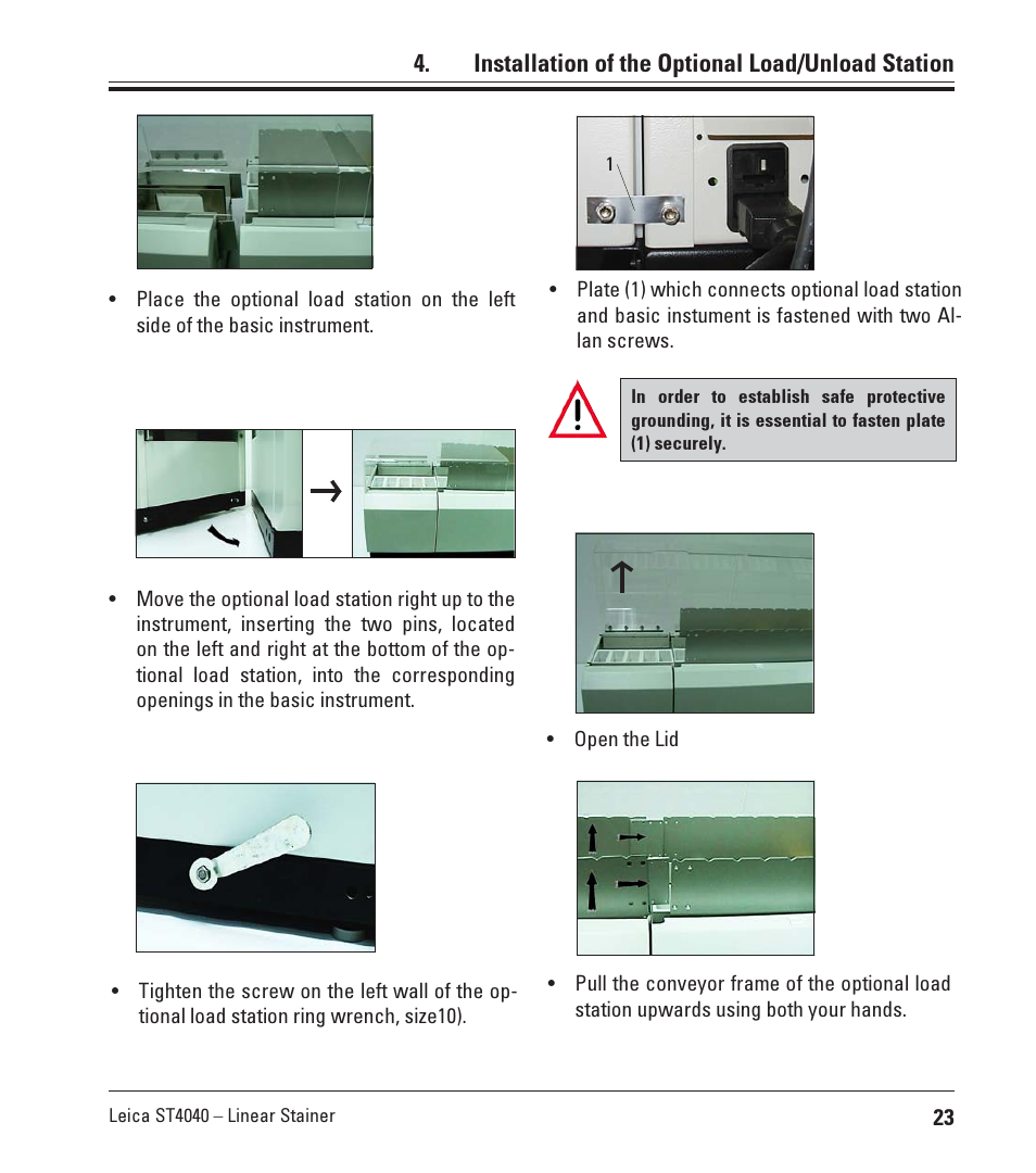 Installation of the optional load/unload station | Leica Biosystems ST4040 User Manual | Page 23 / 50