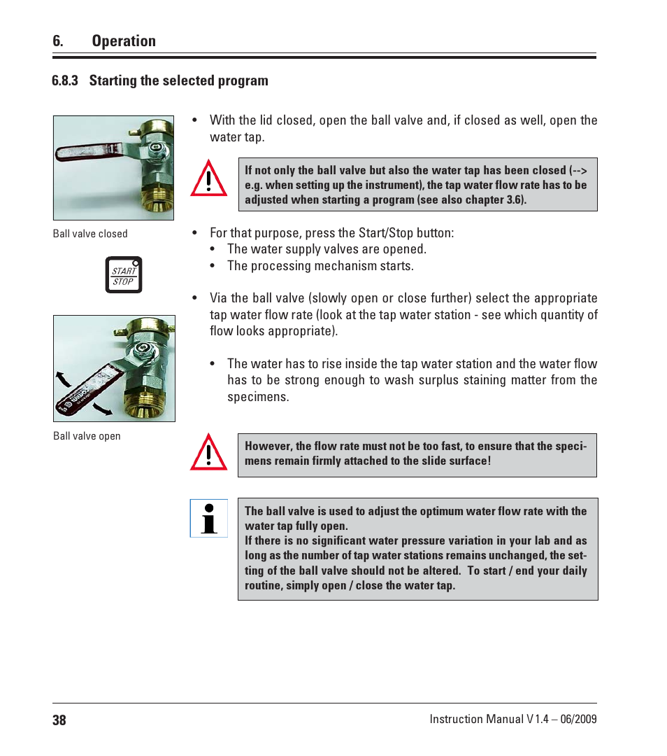 3 starting the selected program, Operation | Leica Biosystems ST4040 User Manual | Page 38 / 50