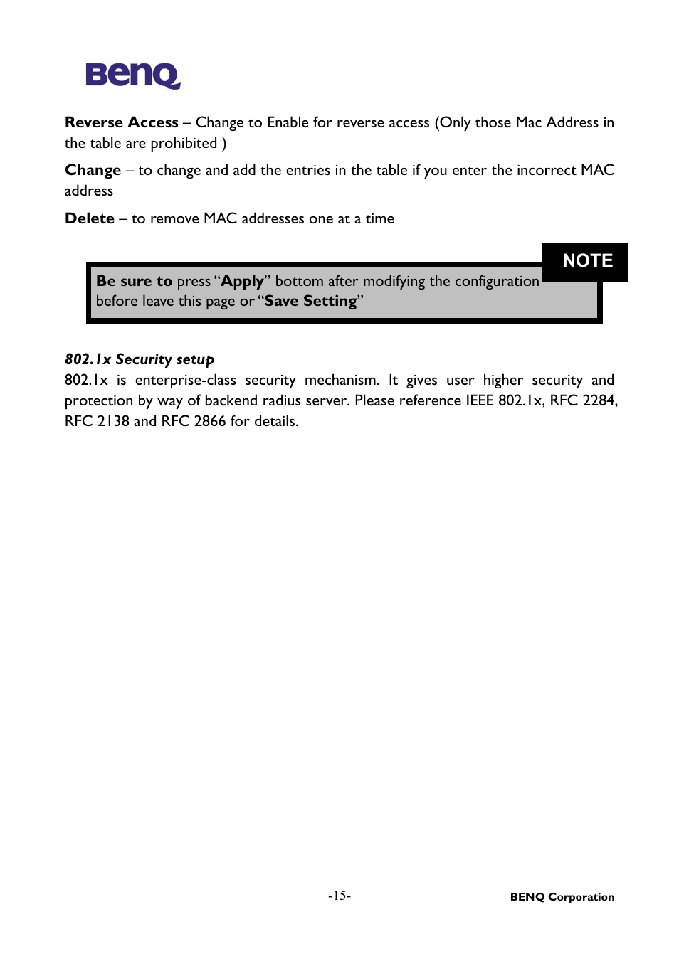 BenQ AWL-500 User Manual | Page 19 / 25
