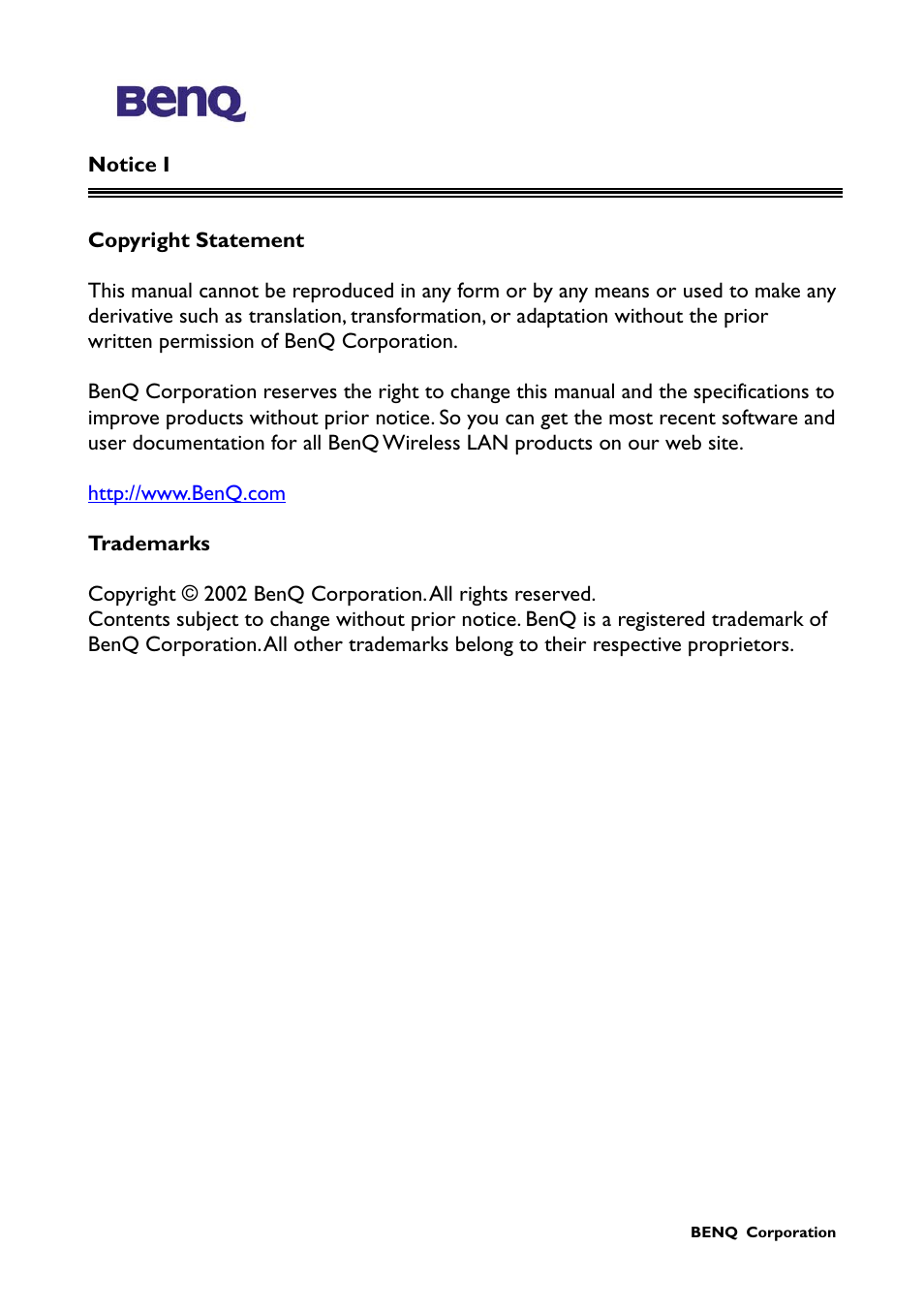 BenQ AWL-500 User Manual | Page 2 / 25