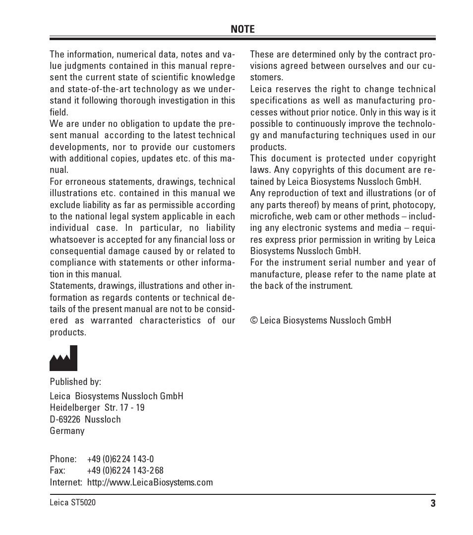 Leica Biosystems ST5020 User Manual | Page 3 / 88