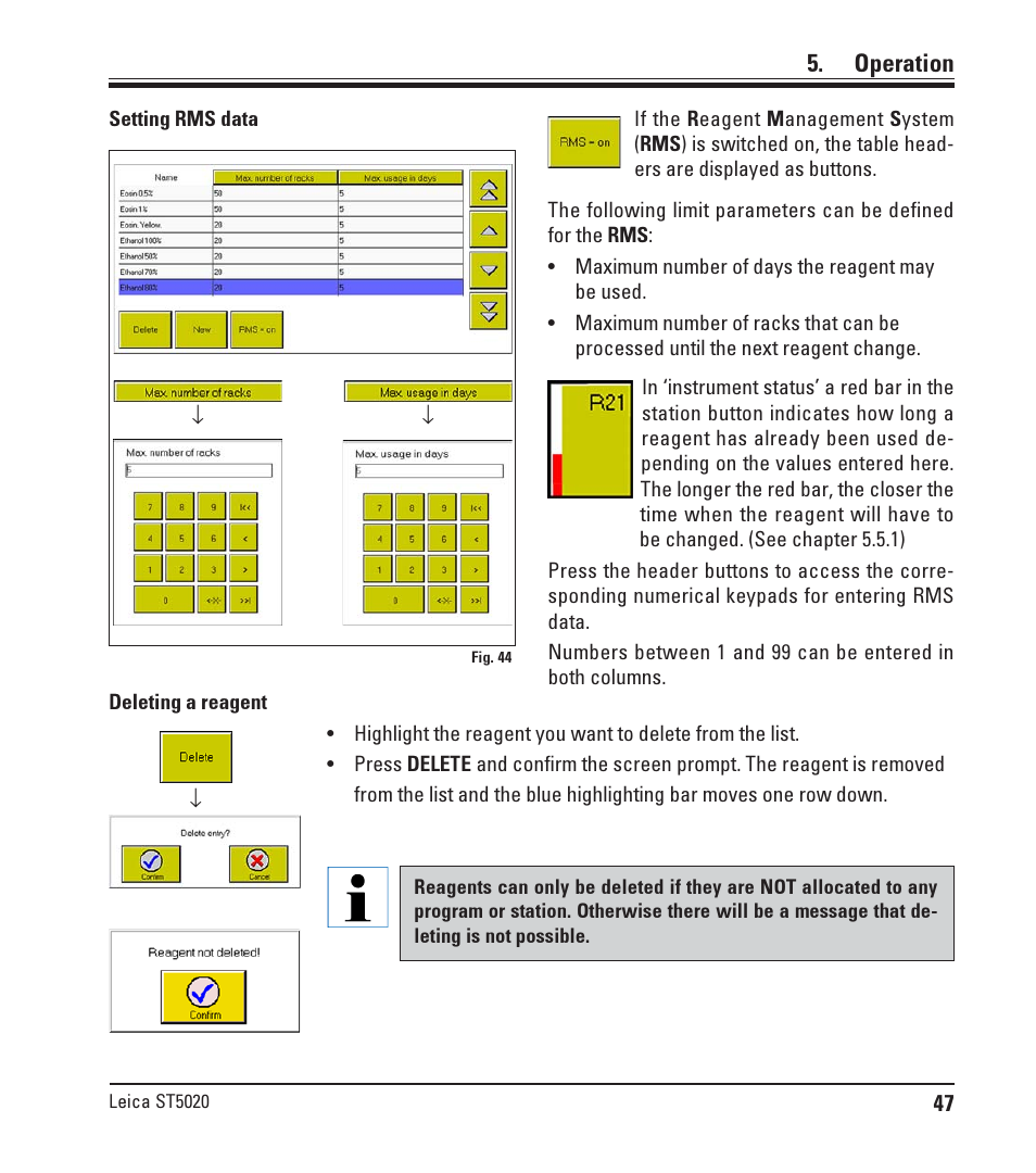 Operation | Leica Biosystems ST5020 User Manual | Page 47 / 88
