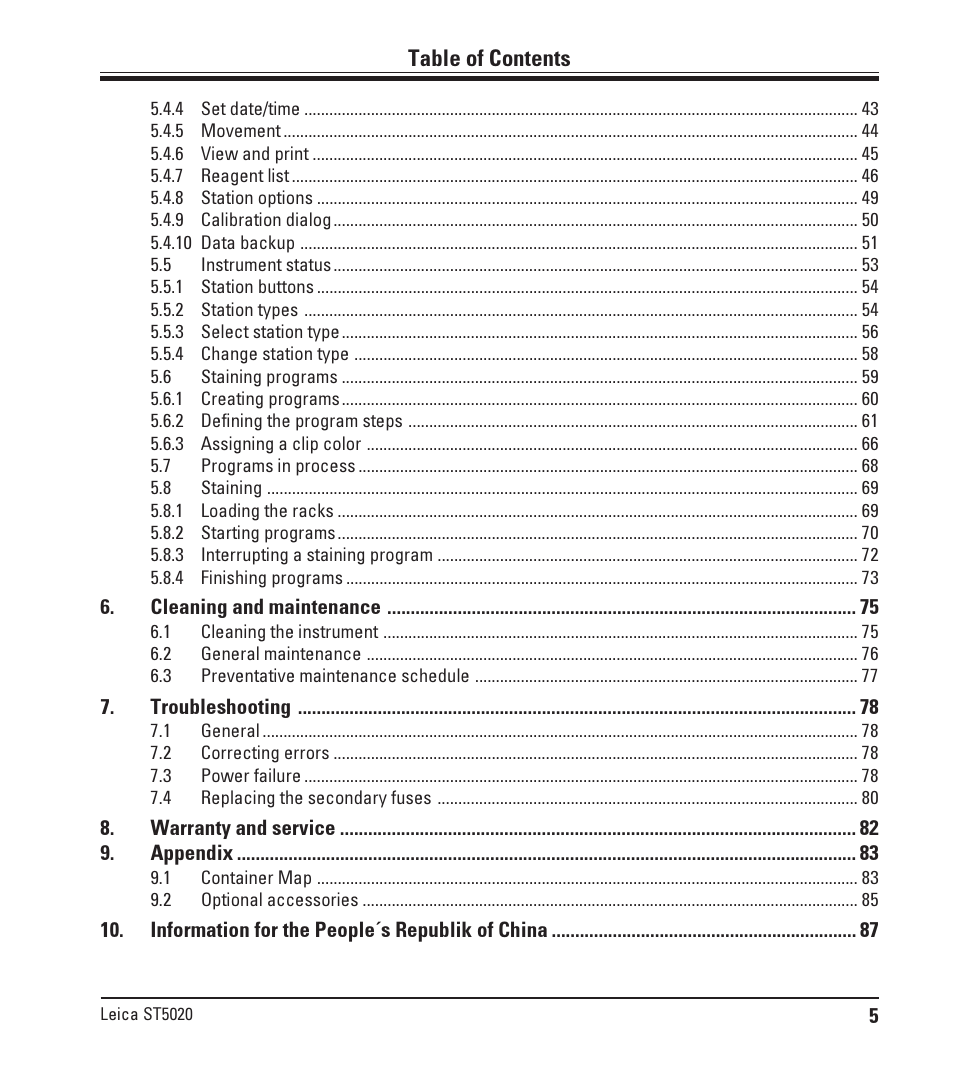 Leica Biosystems ST5020 User Manual | Page 5 / 88