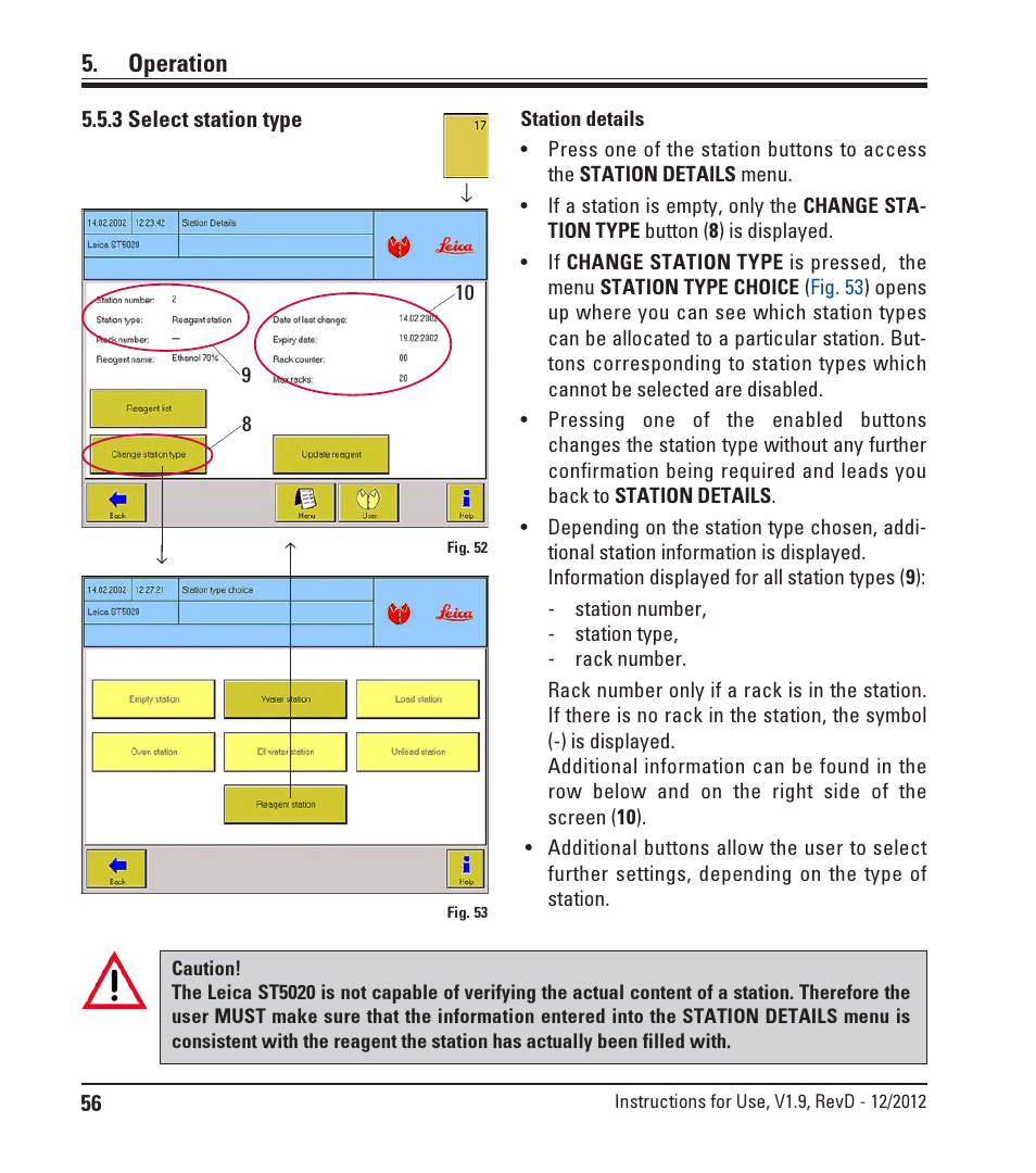 3 select station type, Select station type, Operation | Leica Biosystems ST5020 User Manual | Page 56 / 88