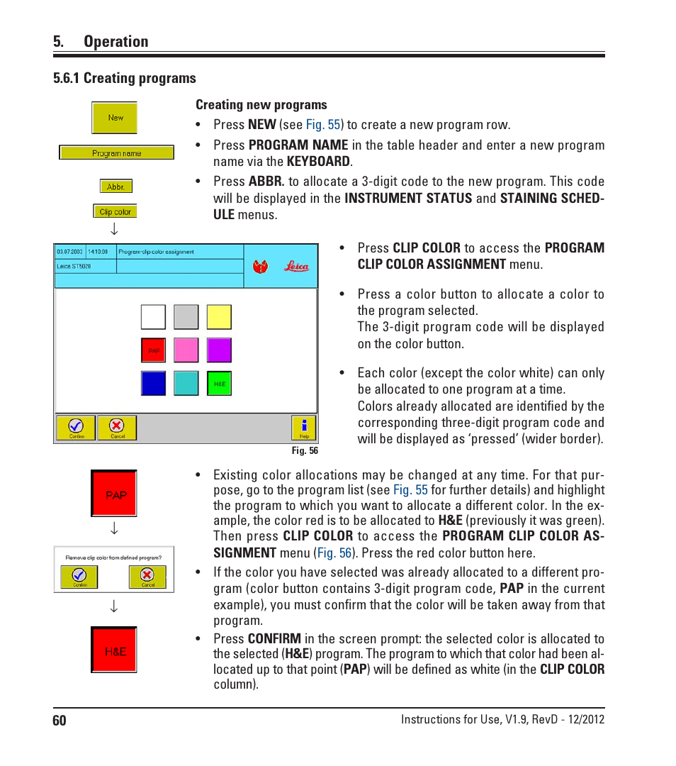 1 creating programs, Creating programs, Operation | Leica Biosystems ST5020 User Manual | Page 60 / 88