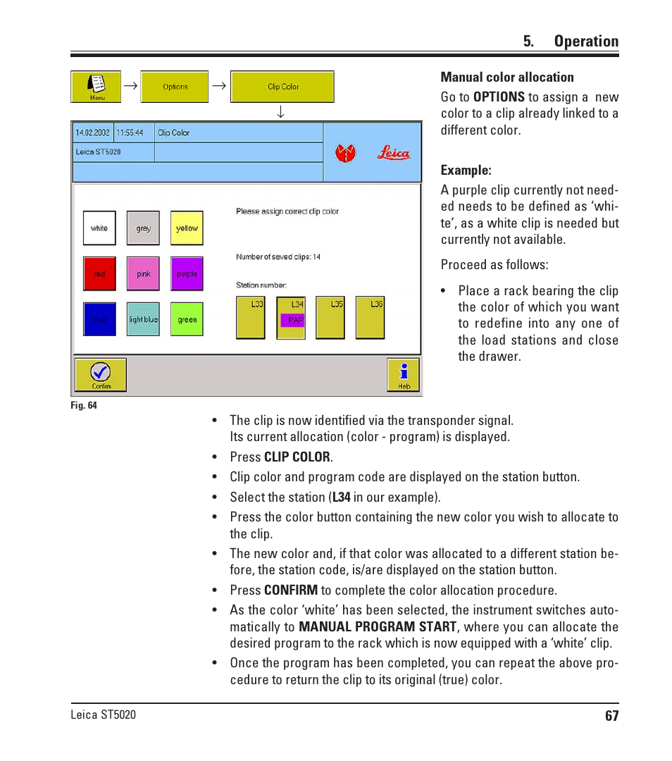 Operation | Leica Biosystems ST5020 User Manual | Page 67 / 88