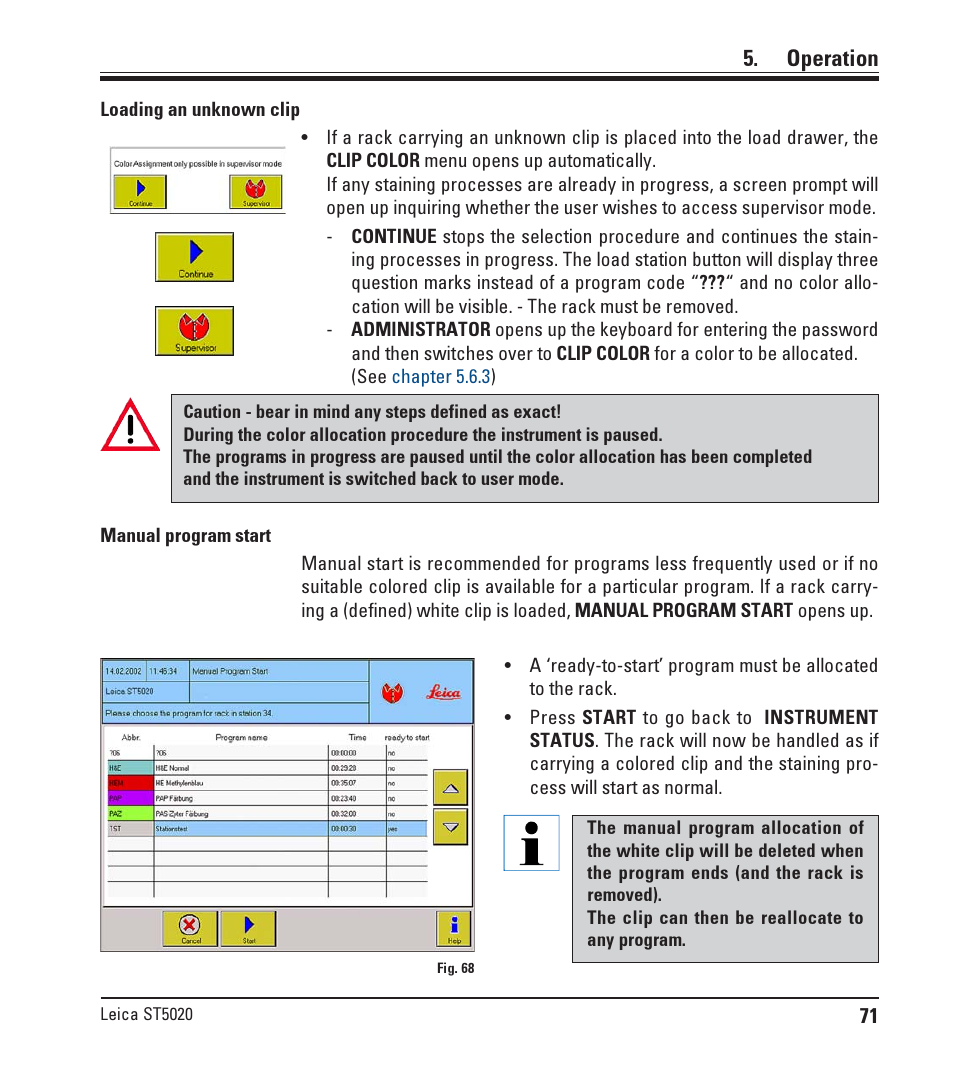 Operation | Leica Biosystems ST5020 User Manual | Page 71 / 88
