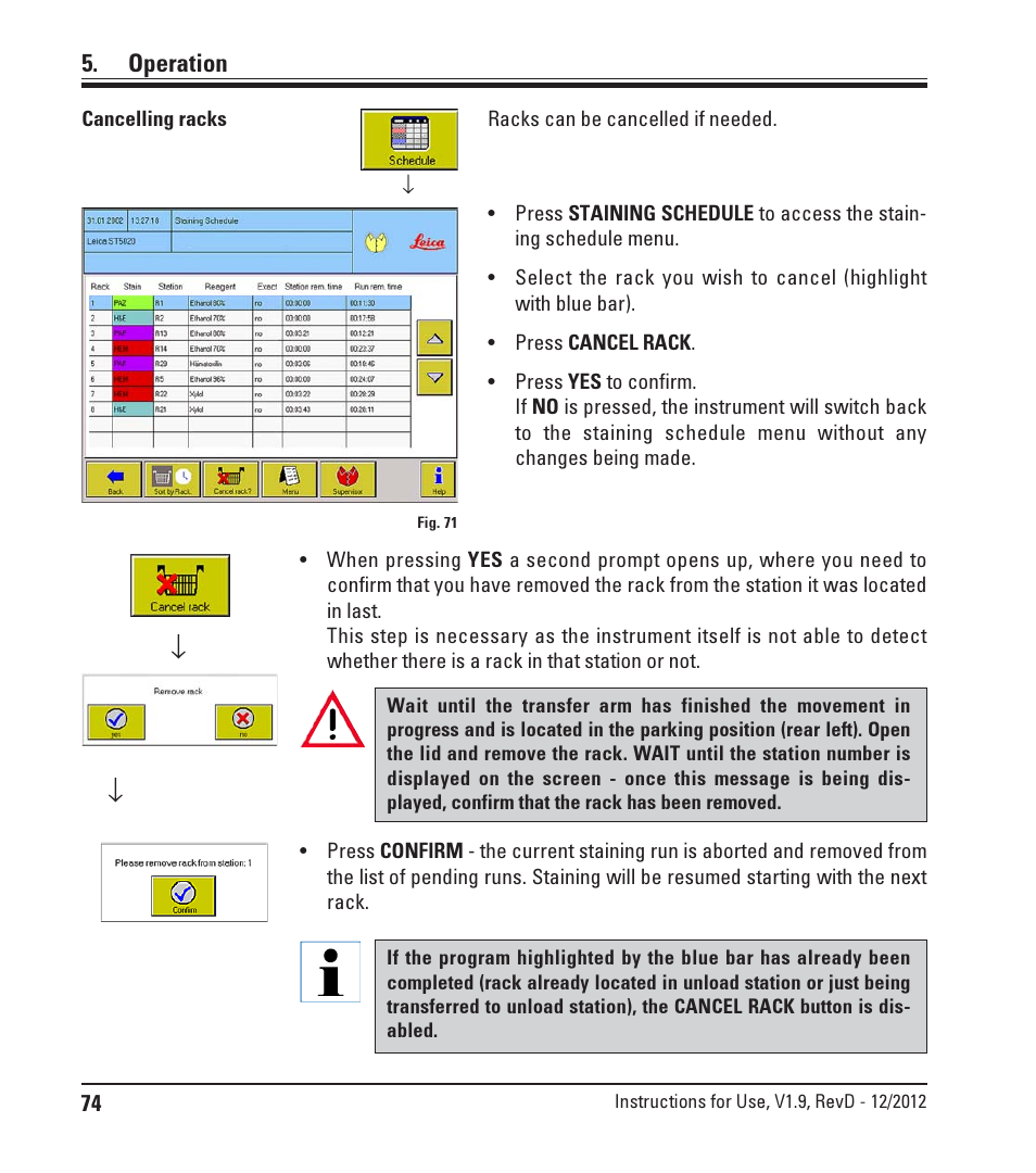 Operation | Leica Biosystems ST5020 User Manual | Page 74 / 88