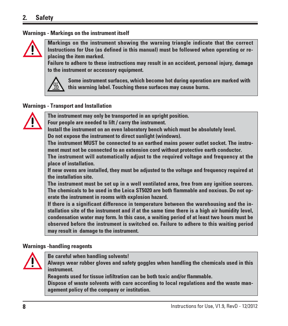 Safety | Leica Biosystems ST5020 User Manual | Page 8 / 88