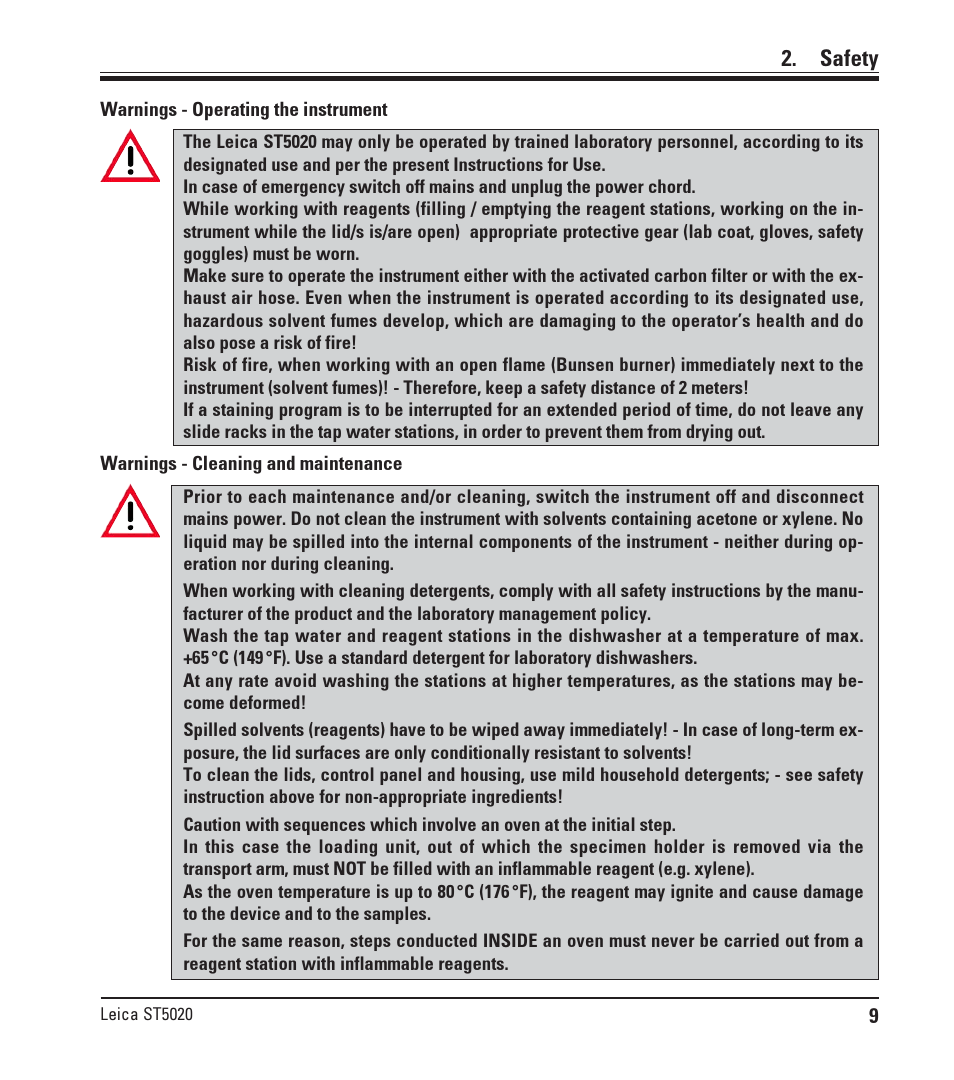 Safety | Leica Biosystems ST5020 User Manual | Page 9 / 88