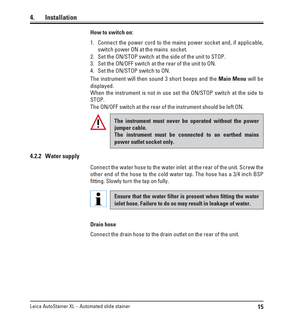 2 water supply | Leica Biosystems ST5010 Autostainer XL User Manual | Page 15 / 50