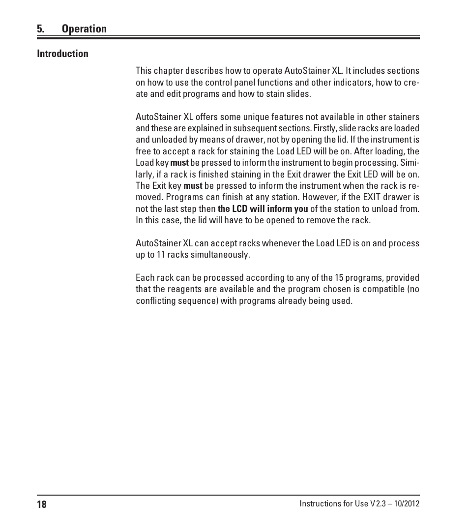 Operation | Leica Biosystems ST5010 Autostainer XL User Manual | Page 18 / 50