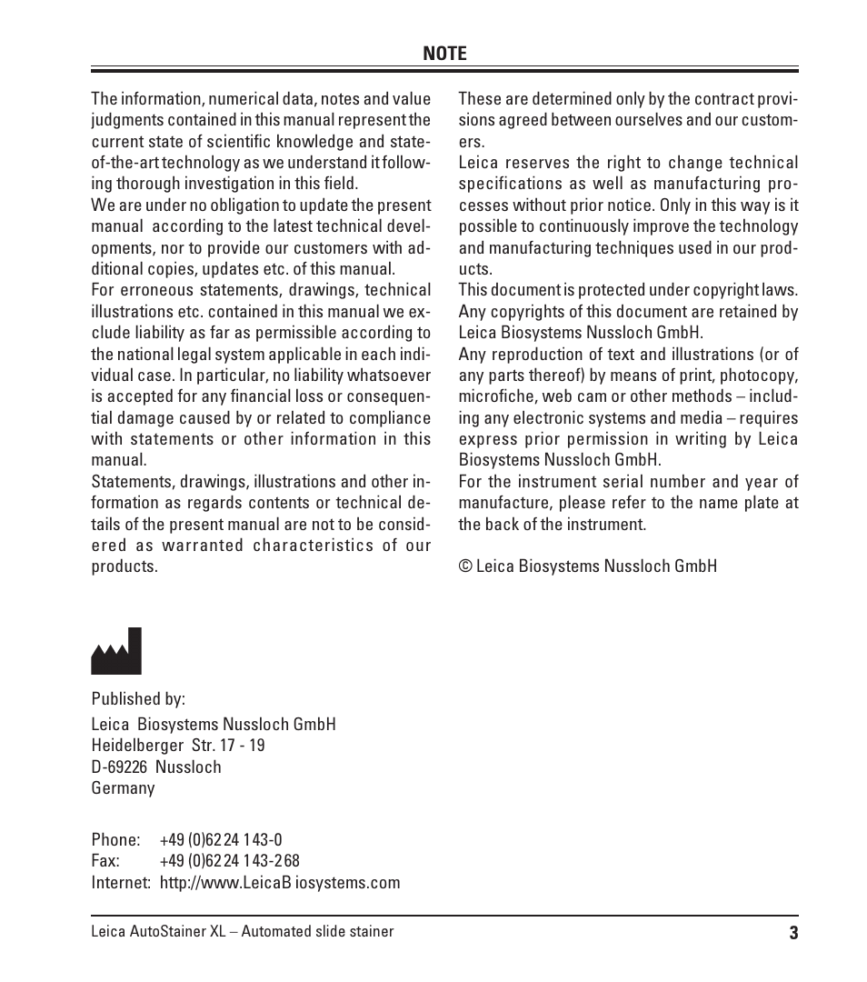 Leica Biosystems ST5010 Autostainer XL User Manual | Page 3 / 50