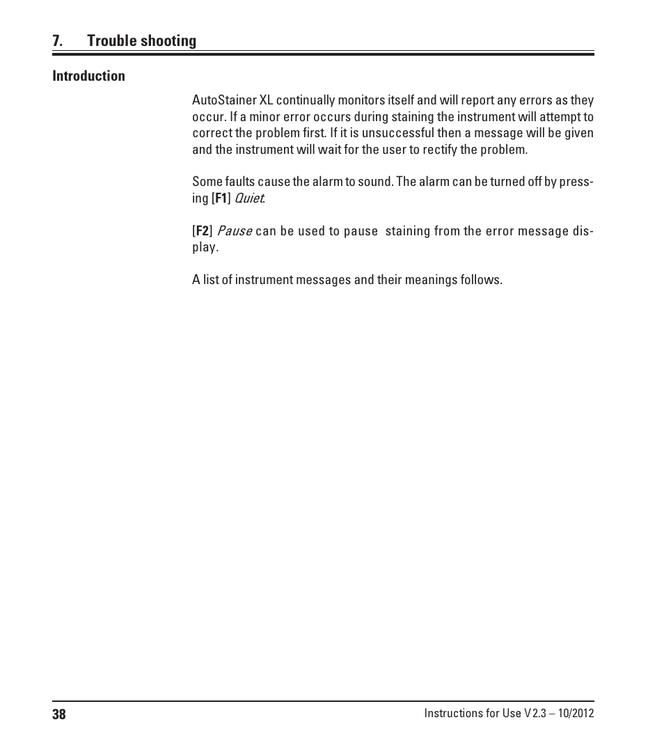 Trouble shooting | Leica Biosystems ST5010 Autostainer XL User Manual | Page 38 / 50