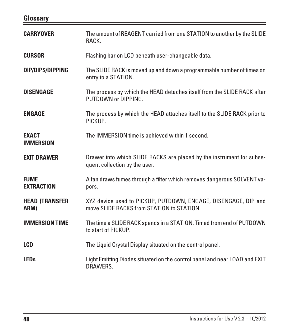 Glossary | Leica Biosystems ST5010 Autostainer XL User Manual | Page 48 / 50