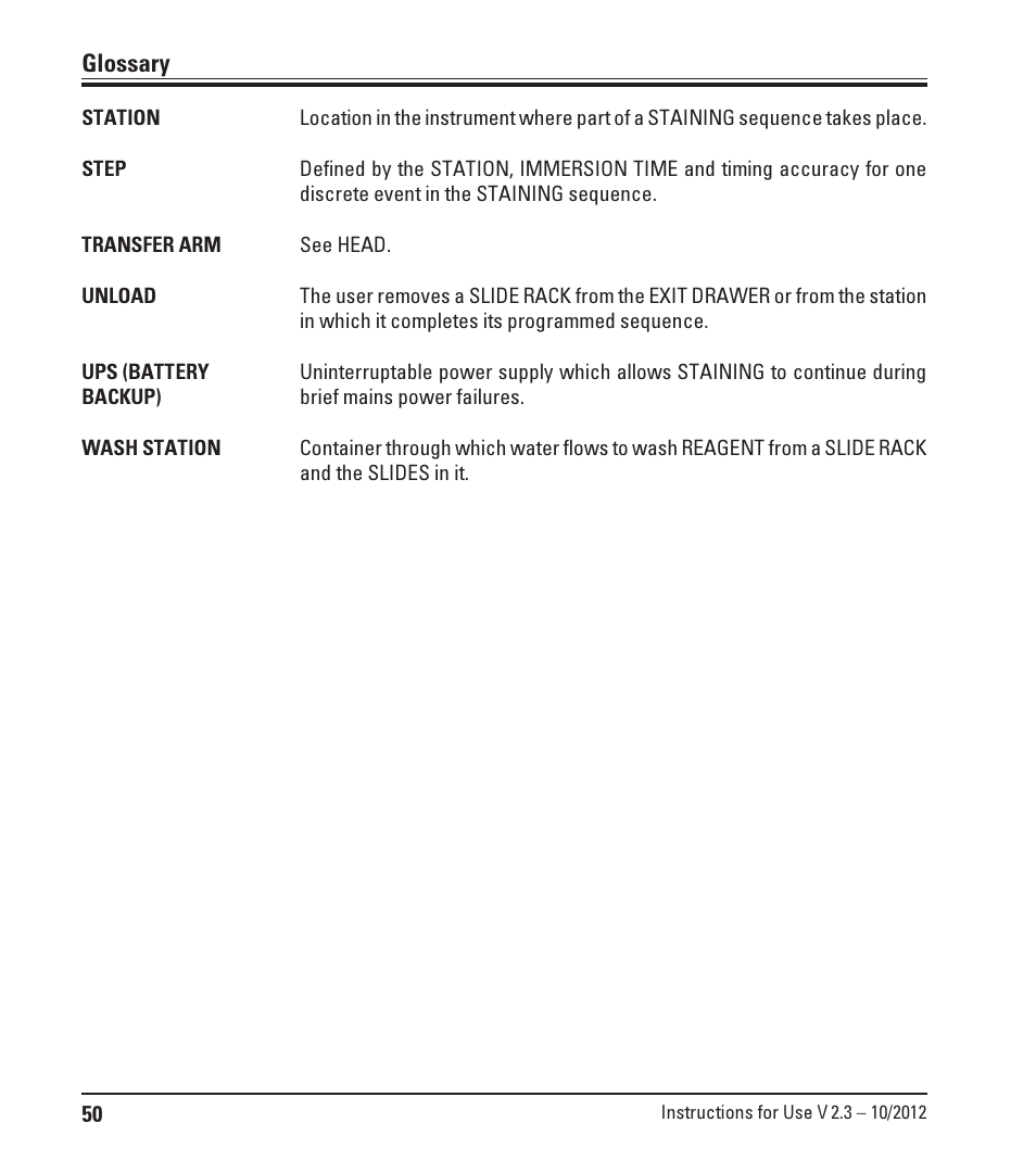 Glossary | Leica Biosystems ST5010 Autostainer XL User Manual | Page 50 / 50