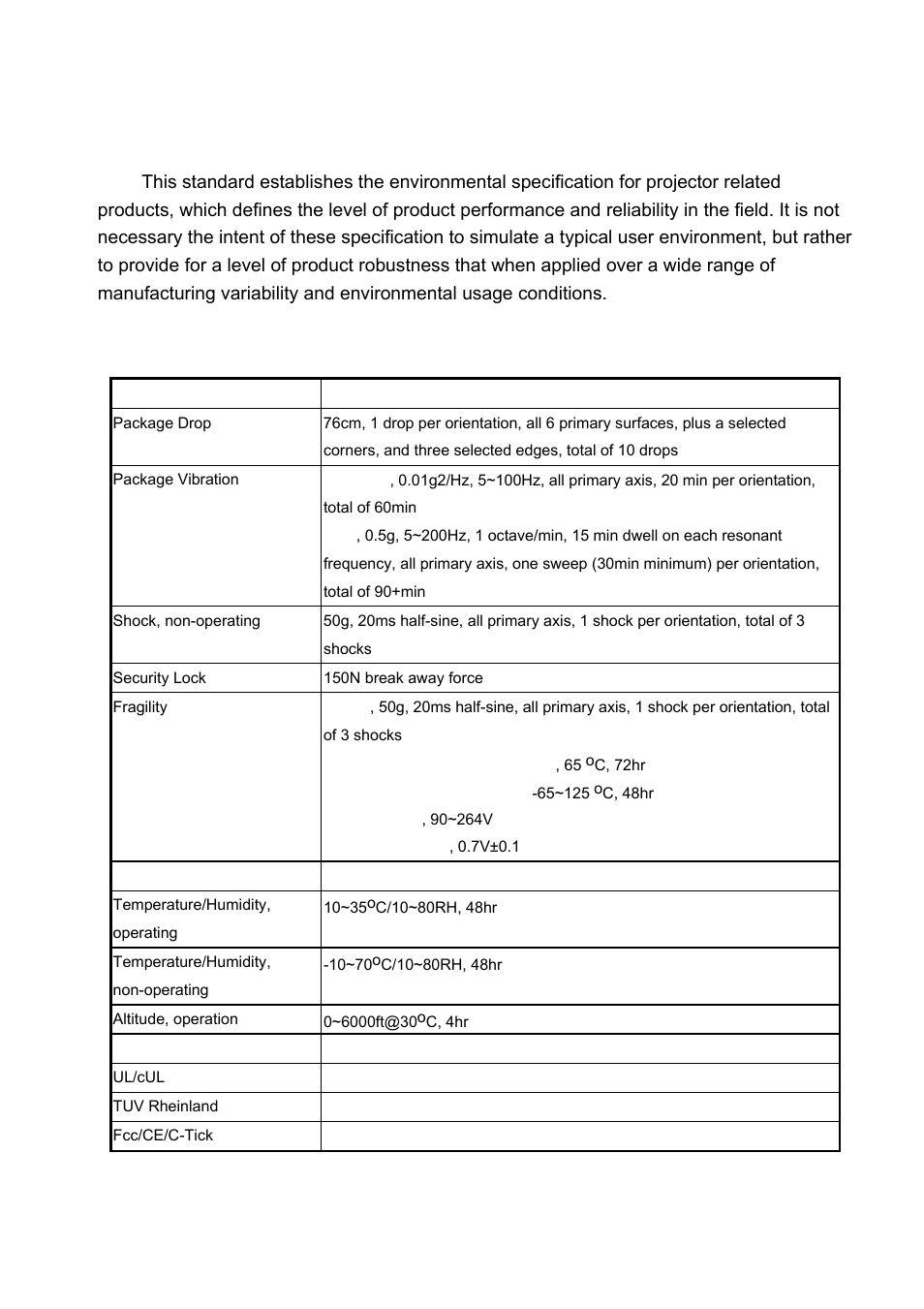 Appendix b design verification test procedure | BenQ DLP PROJECTOR PE8700 User Manual | Page 14 / 97