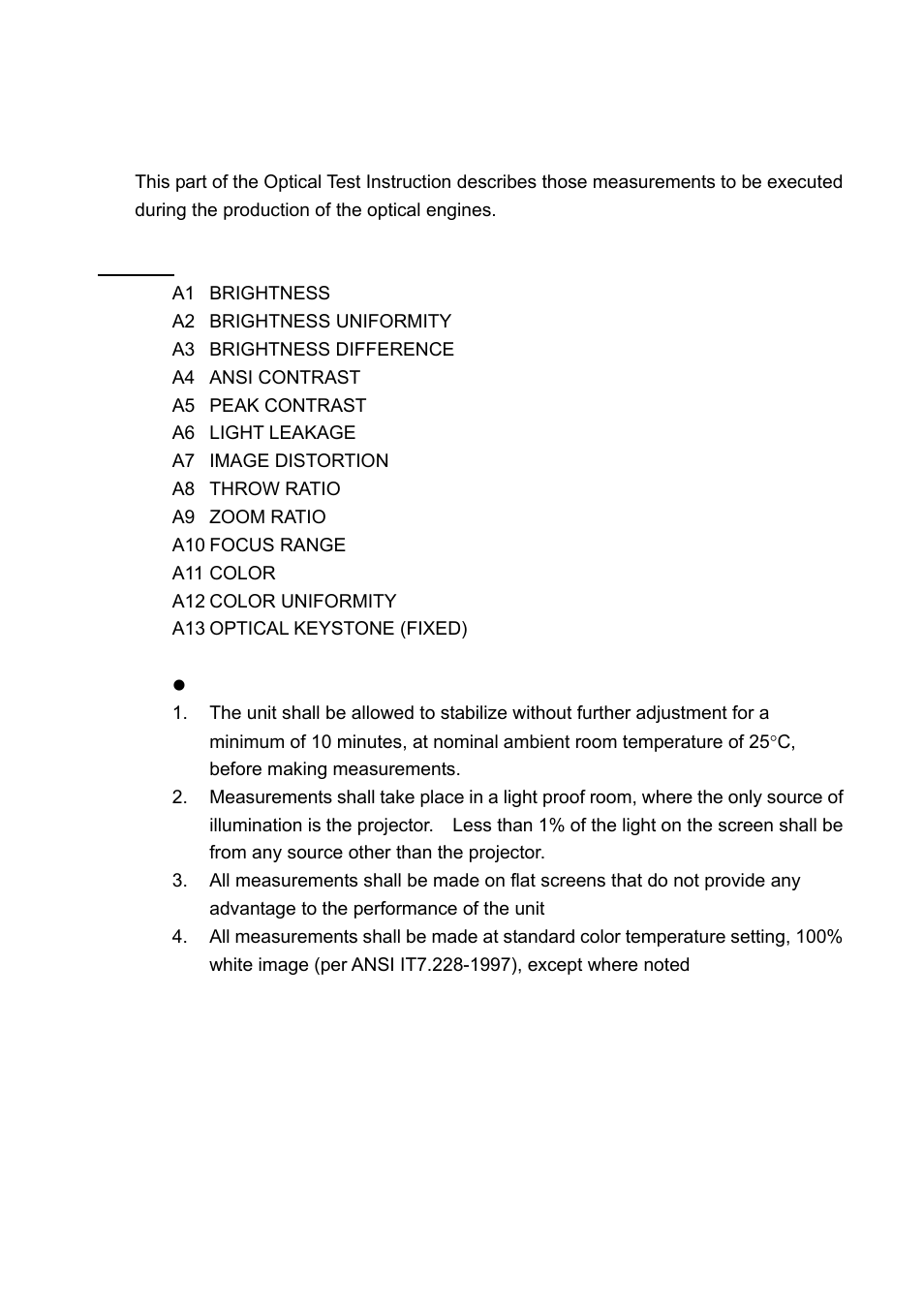 Appendix a optical measurement | BenQ DLP PROJECTOR PE8700 User Manual | Page 9 / 97