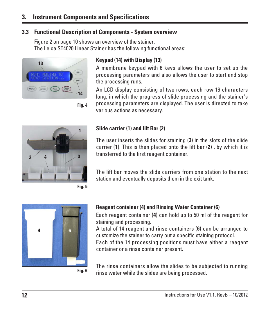 Instrument components and specifications | Leica Biosystems ST4020 User Manual | Page 12 / 51