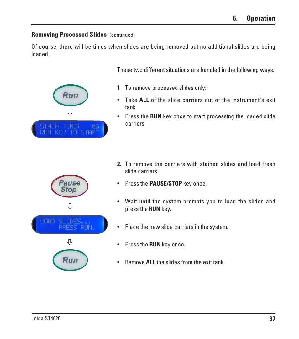 Operation | Leica Biosystems ST4020 User Manual | Page 37 / 51
