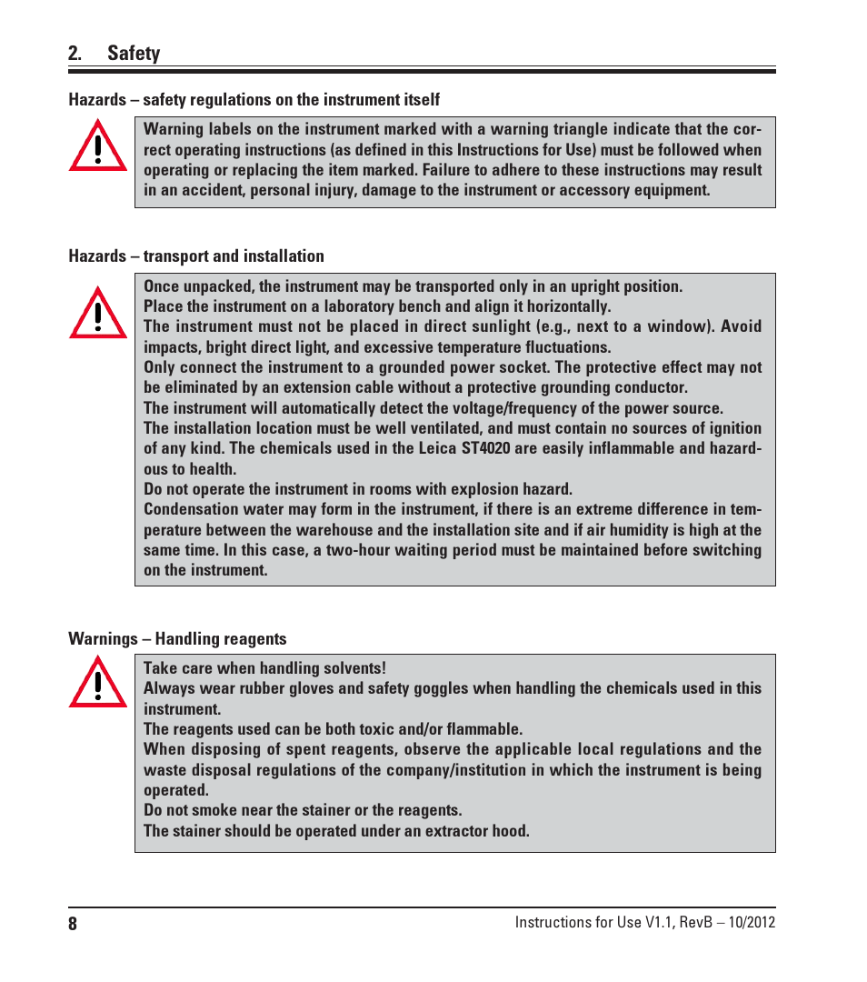 Safety | Leica Biosystems ST4020 User Manual | Page 8 / 51