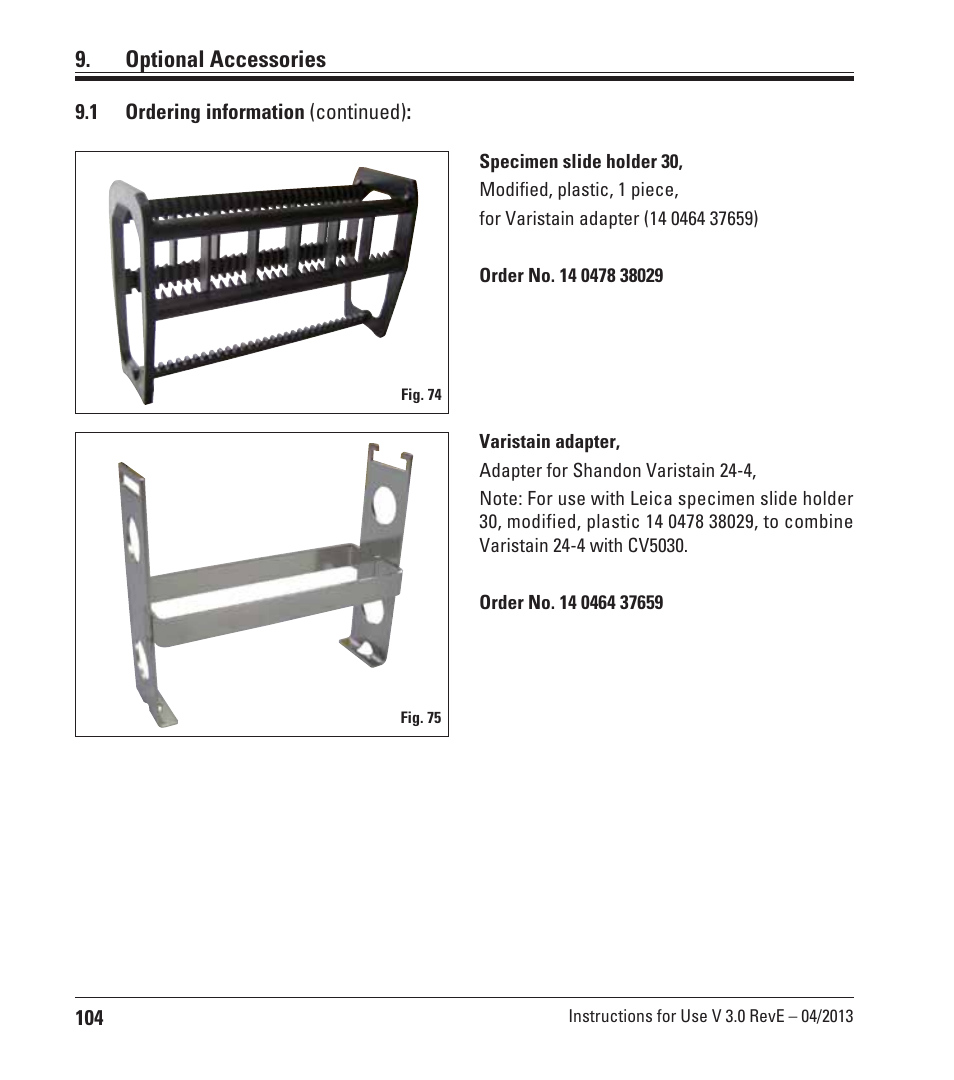Optional accessories | Leica Biosystems CV5030 User Manual | Page 104 / 112