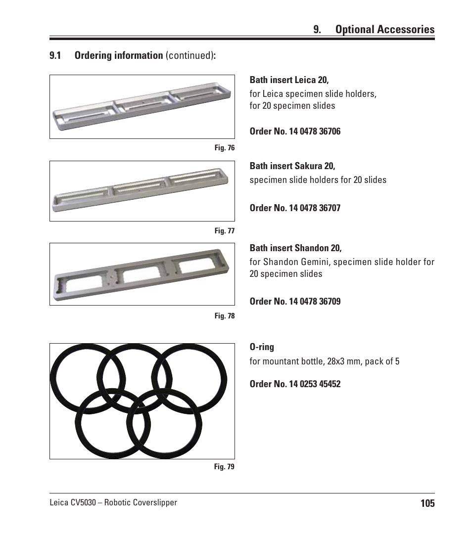 Optional accessories | Leica Biosystems CV5030 User Manual | Page 105 / 112