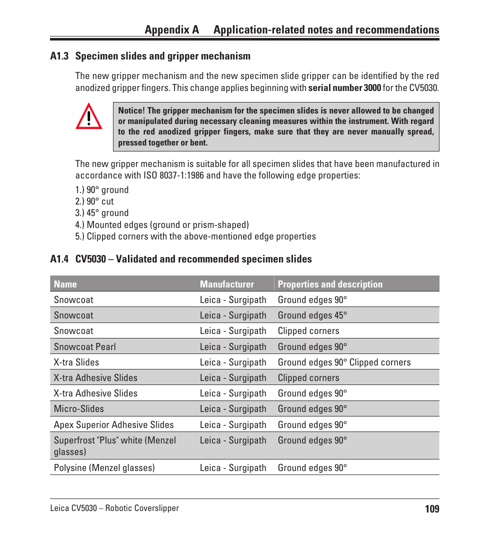 A1.3 specimen slides and gripper mechanism | Leica Biosystems CV5030 User Manual | Page 109 / 112