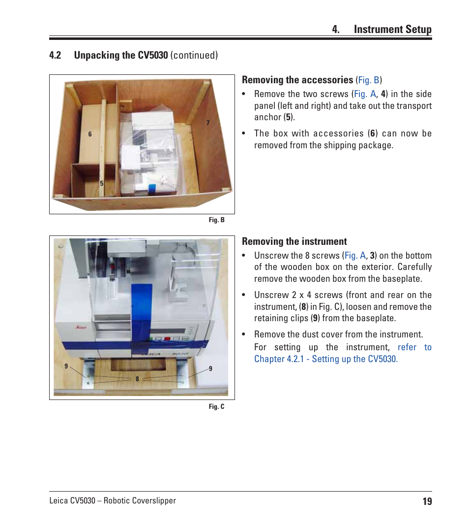 Instrument setup | Leica Biosystems CV5030 User Manual | Page 19 / 112