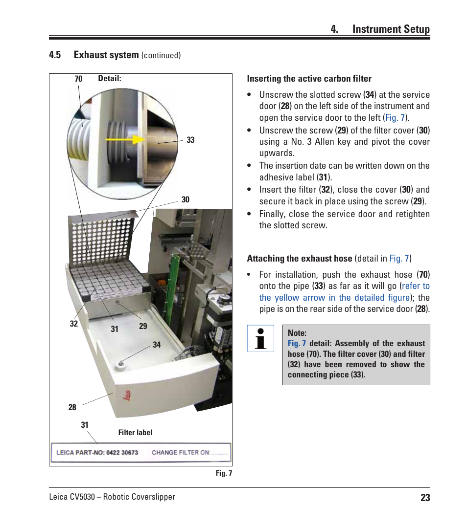 Instrument setup | Leica Biosystems CV5030 User Manual | Page 23 / 112