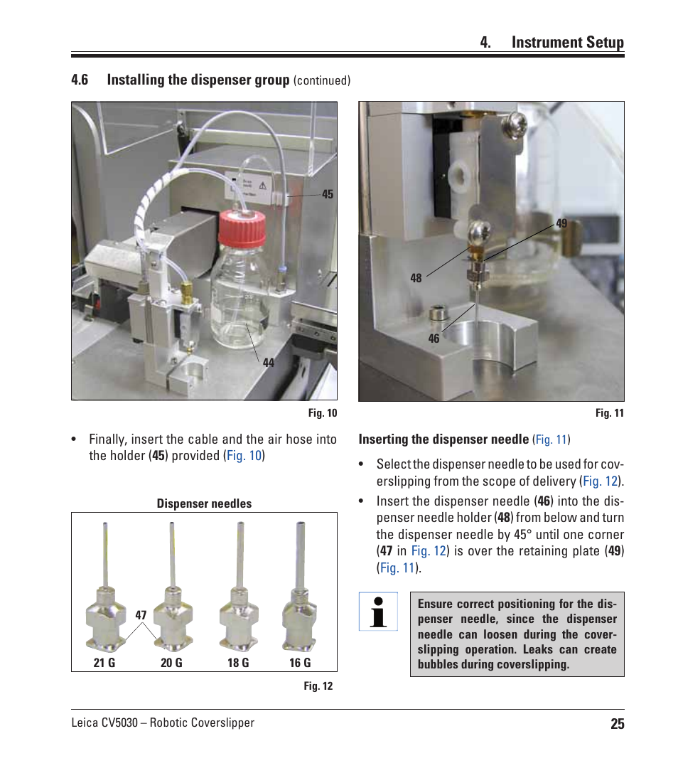 Instrument setup | Leica Biosystems CV5030 User Manual | Page 25 / 112