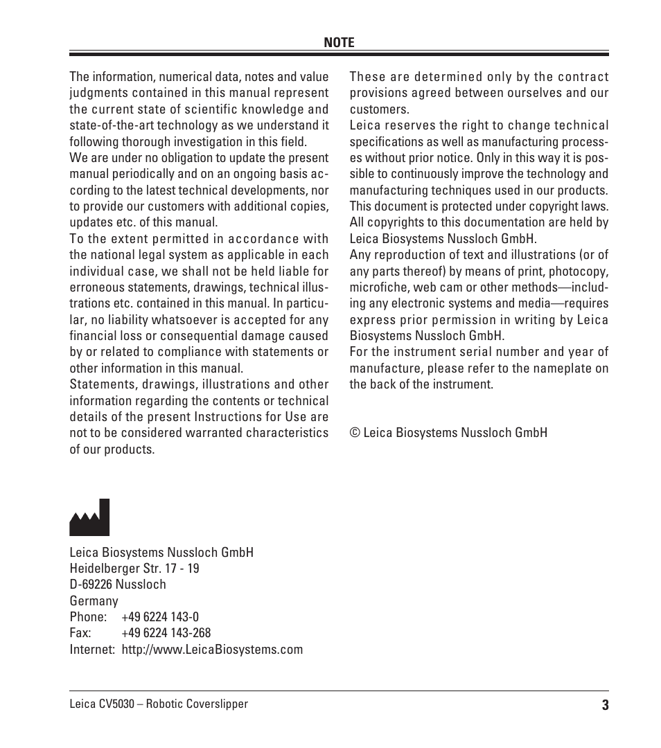 Leica Biosystems CV5030 User Manual | Page 3 / 112