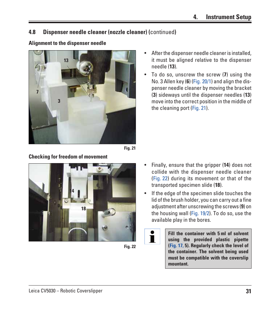 Instrument setup | Leica Biosystems CV5030 User Manual | Page 31 / 112
