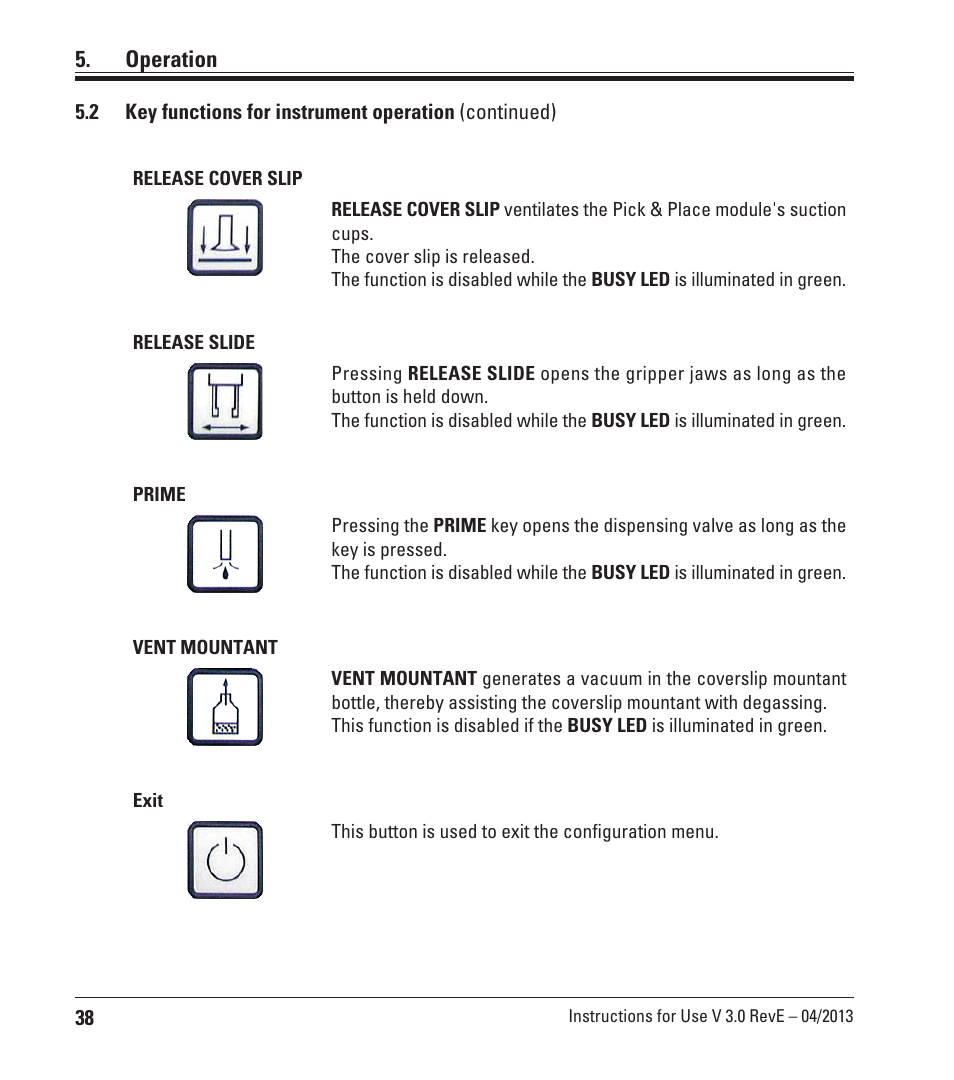 Operation | Leica Biosystems CV5030 User Manual | Page 38 / 112
