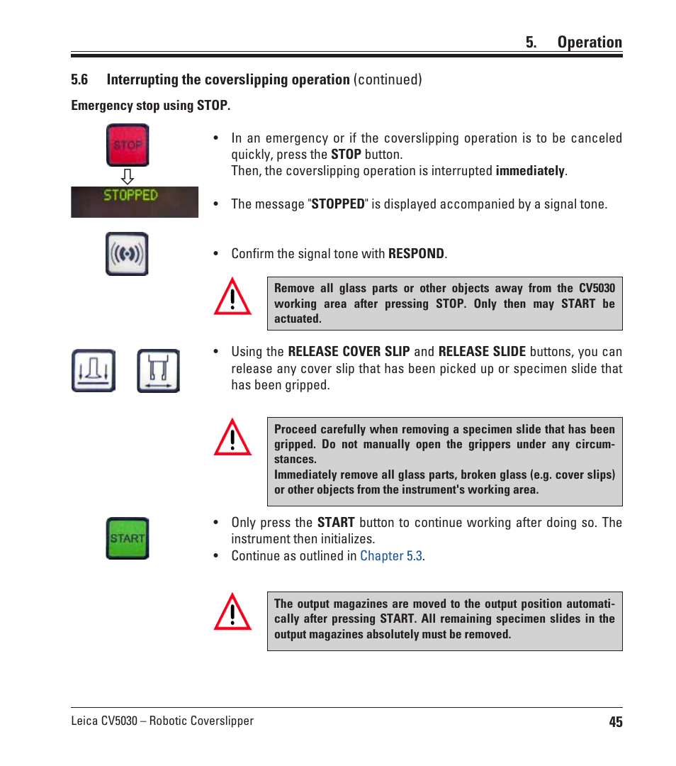 Operation | Leica Biosystems CV5030 User Manual | Page 45 / 112