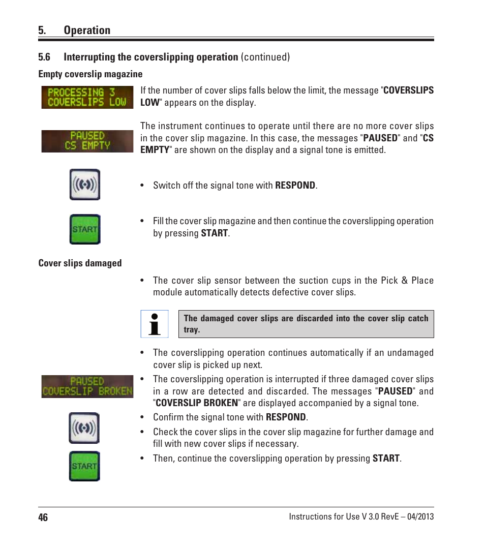 Operation | Leica Biosystems CV5030 User Manual | Page 46 / 112