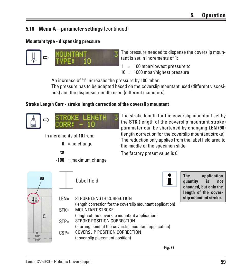 Operation | Leica Biosystems CV5030 User Manual | Page 59 / 112