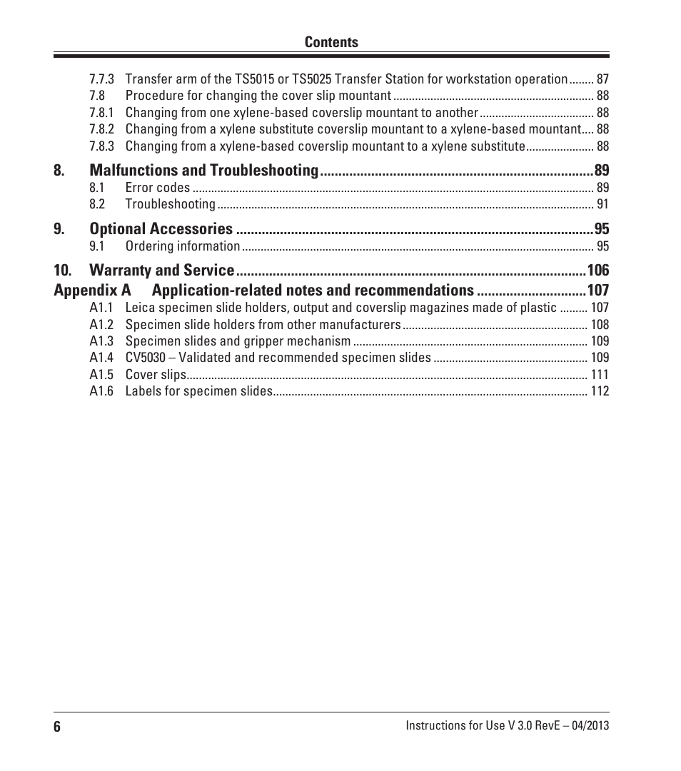Leica Biosystems CV5030 User Manual | Page 6 / 112