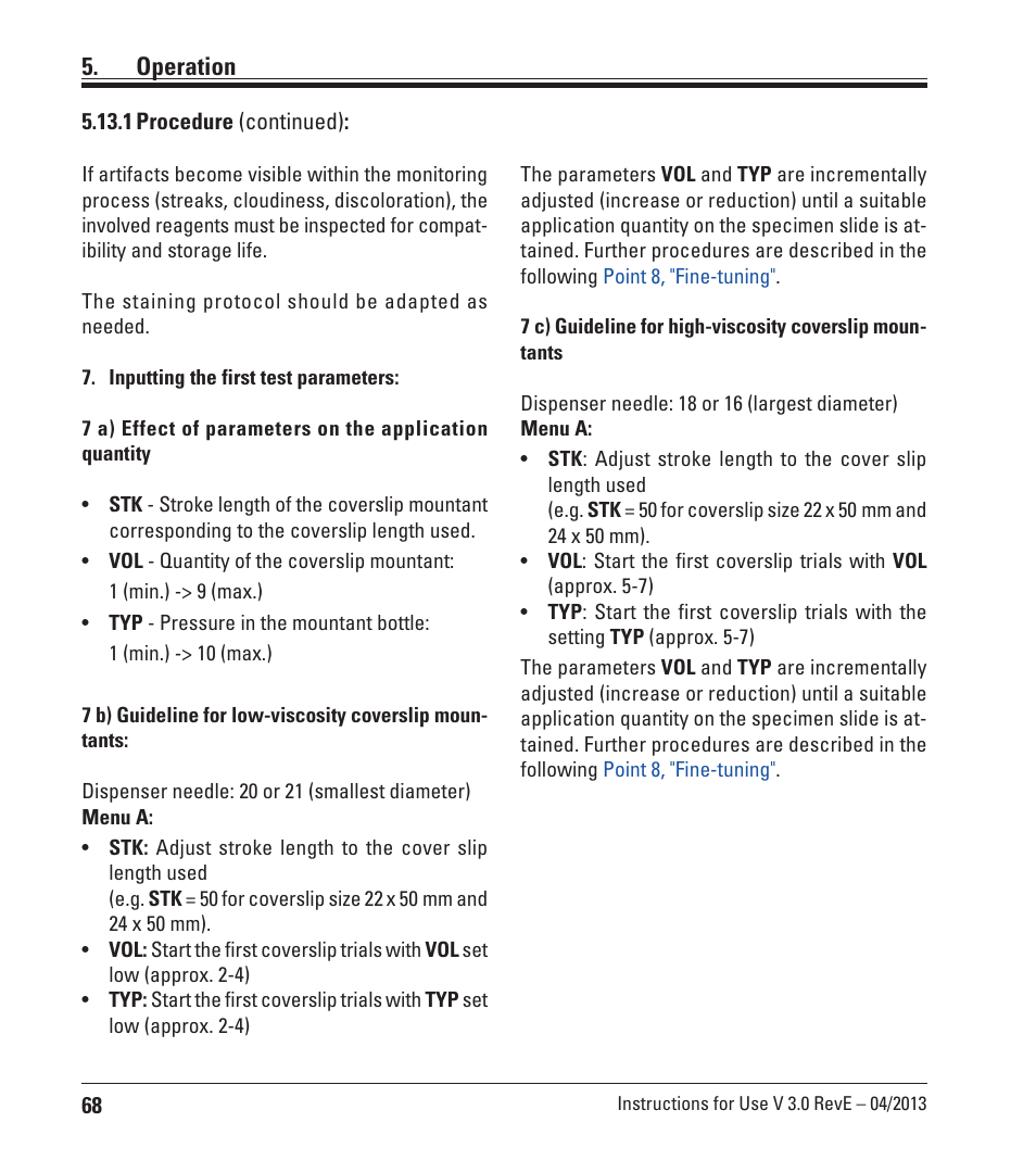 Operation | Leica Biosystems CV5030 User Manual | Page 68 / 112