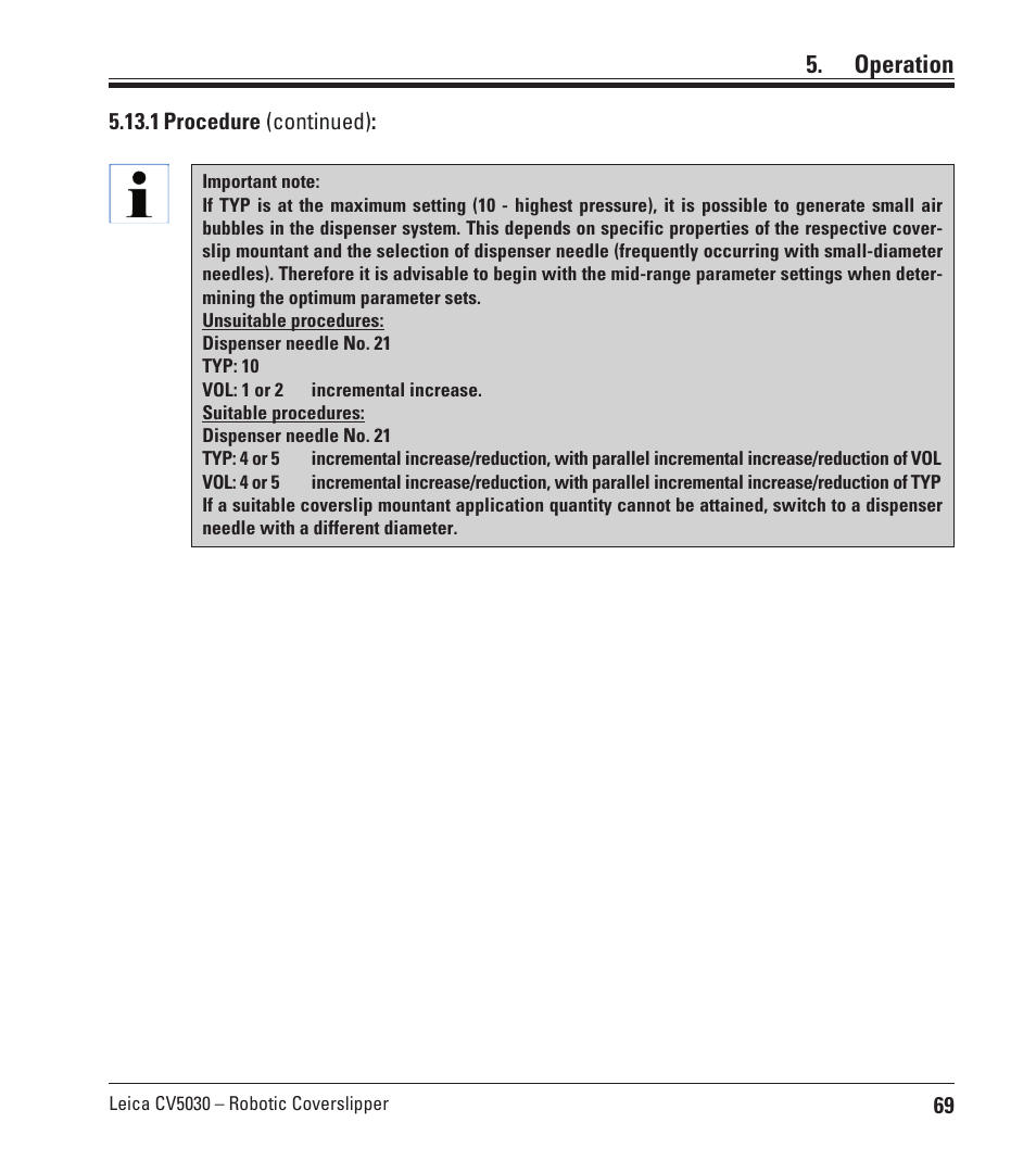 Operation | Leica Biosystems CV5030 User Manual | Page 69 / 112