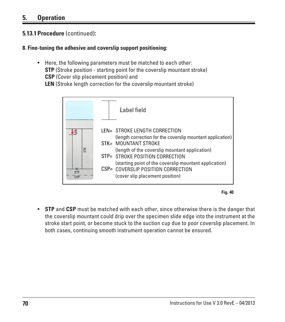 Operation | Leica Biosystems CV5030 User Manual | Page 70 / 112